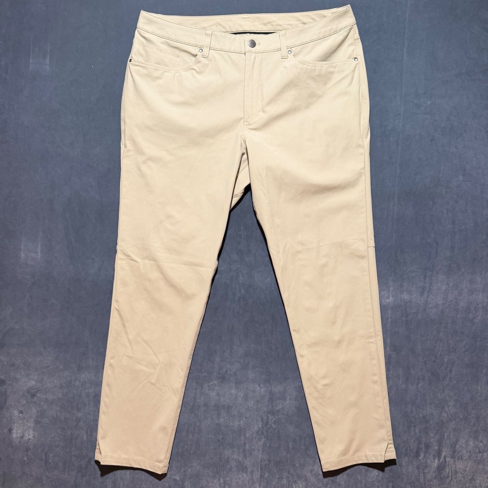 Lululemon ABC Pants Men 36x30 Tan Khaki Slim Fit Five Pocket Warpstreme Trousers
